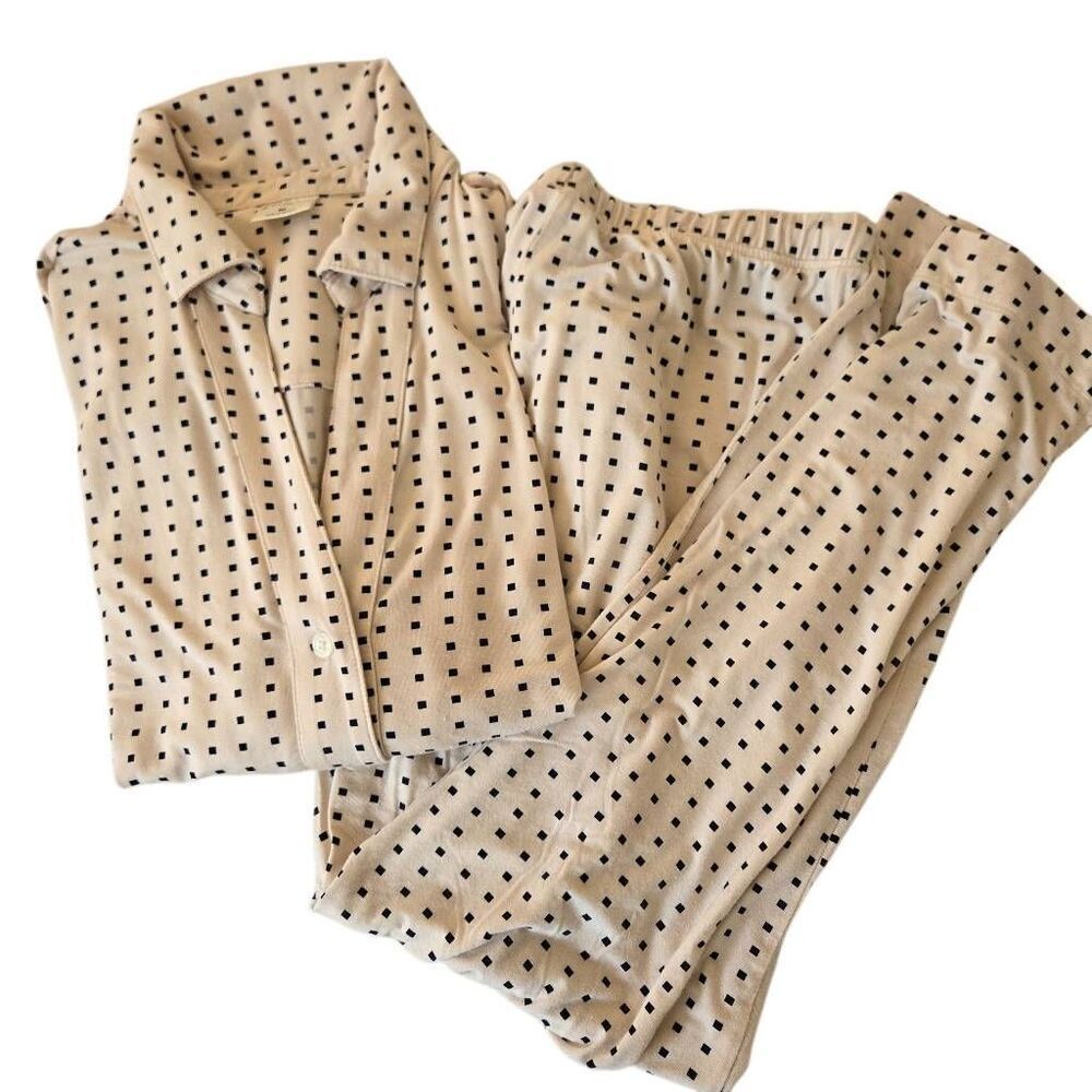 SOMA Womens Geo Long Sleeve Top & Drawstring Bottom Pajama Set Pink Black M/XS - Picture 12 of 13